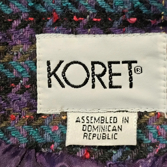 Vintage 80s Koret Purple Tweed Wool Blazer Sz 10 Preppy Career Academia Chic - Picture 4 of 7